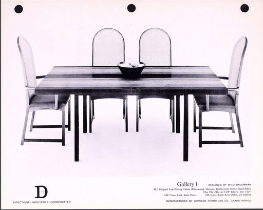 322, Milo Baughman Striped Extension Dining Table for Directional
