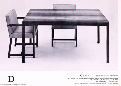 323B, Milo Baughman Striped Dining Table for Directional