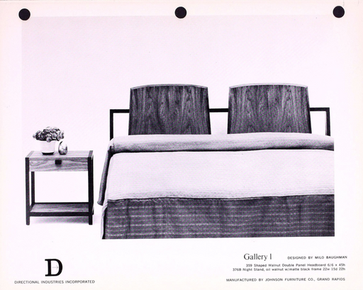 Milo Baughman Shaped Walnut Double Panel Headboard for Directional, 359