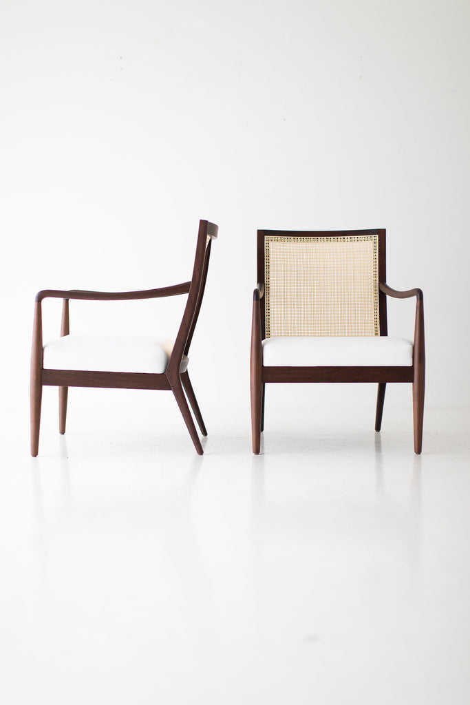 Lawrence Peabody Modern Cane Back Armchairs for Craft Associates - 2003P