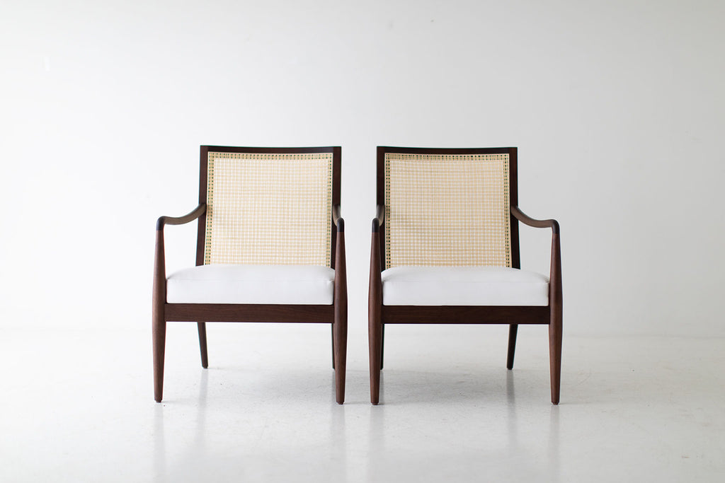 Lawrence Peabody Modern Cane Back Armchairs for Craft Associates - 2003P