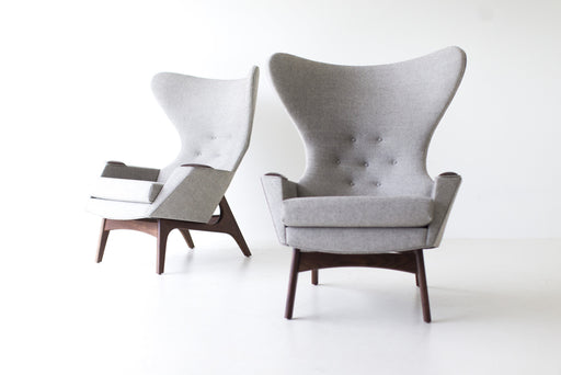 Craft Associates® Modern Wingback Chairs in Grey Wool