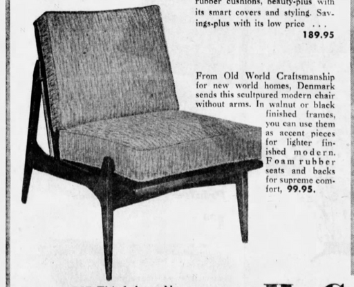 Lawrence Peabody Danish Line Armless Lounge Chair for Selig