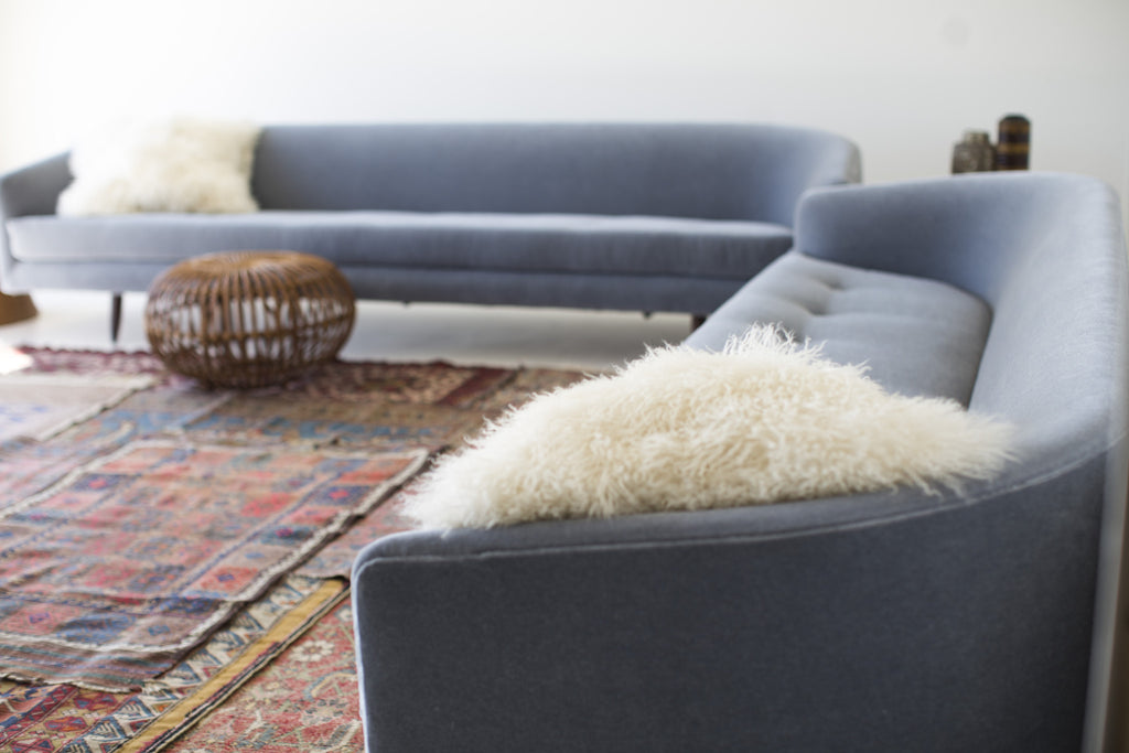 Modern Sofa - 1408 - In Grey Mohair - The Cloud