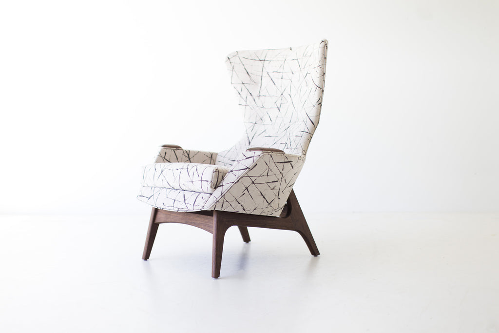 Modern Wingback Chair - 1406 - In Leather "Milkshake"