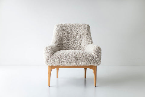 Craft Associates Nantucket Lounge Chair in Shearling, Image 01