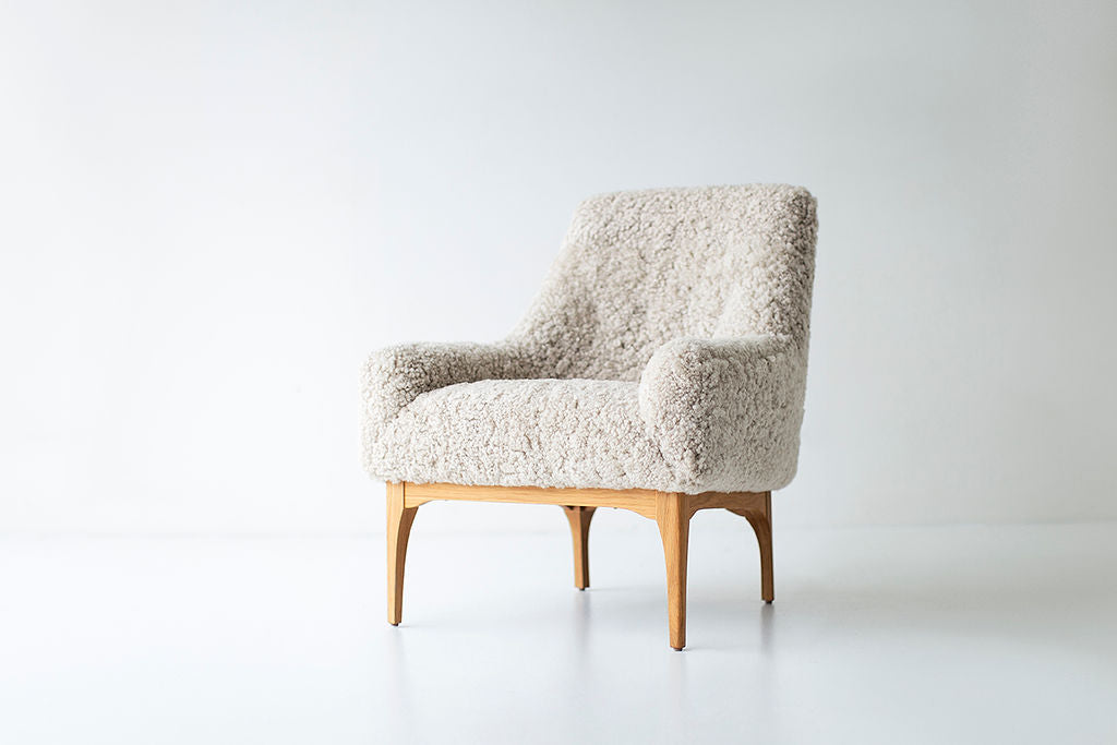 Craft Associates Nantucket Lounge Chair in Shearling, Image 03