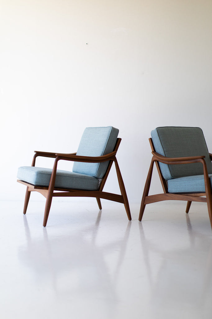 Lawrence Peabody Cane Back Teak Lounge Chairs - 2001P